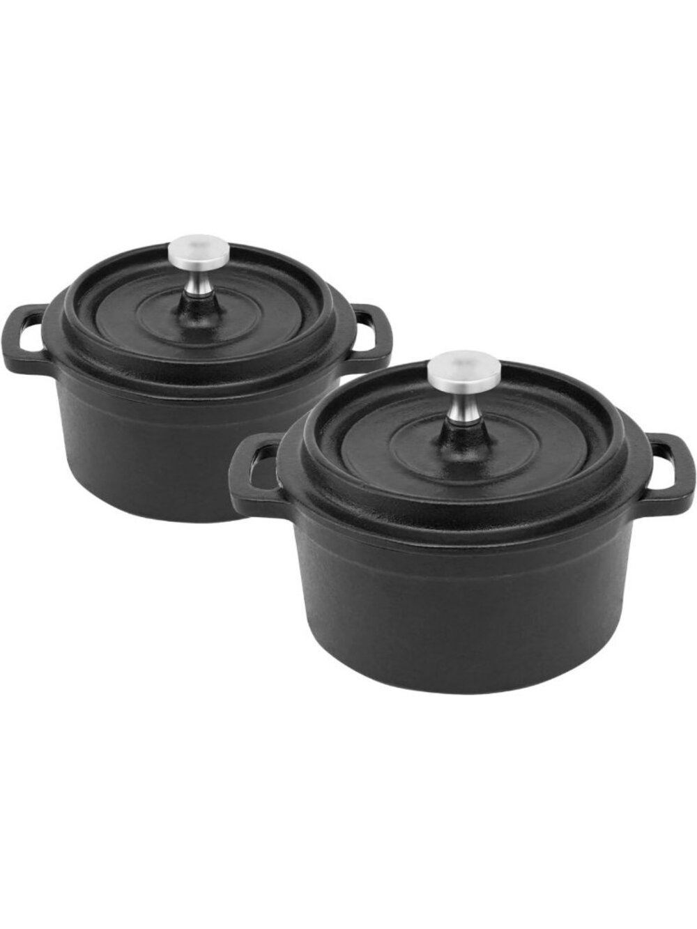 Pre-Seasoned Mini Dutch Oven Set of 2 - 16 oz Cast Iron Garlic Roaster Ramekins